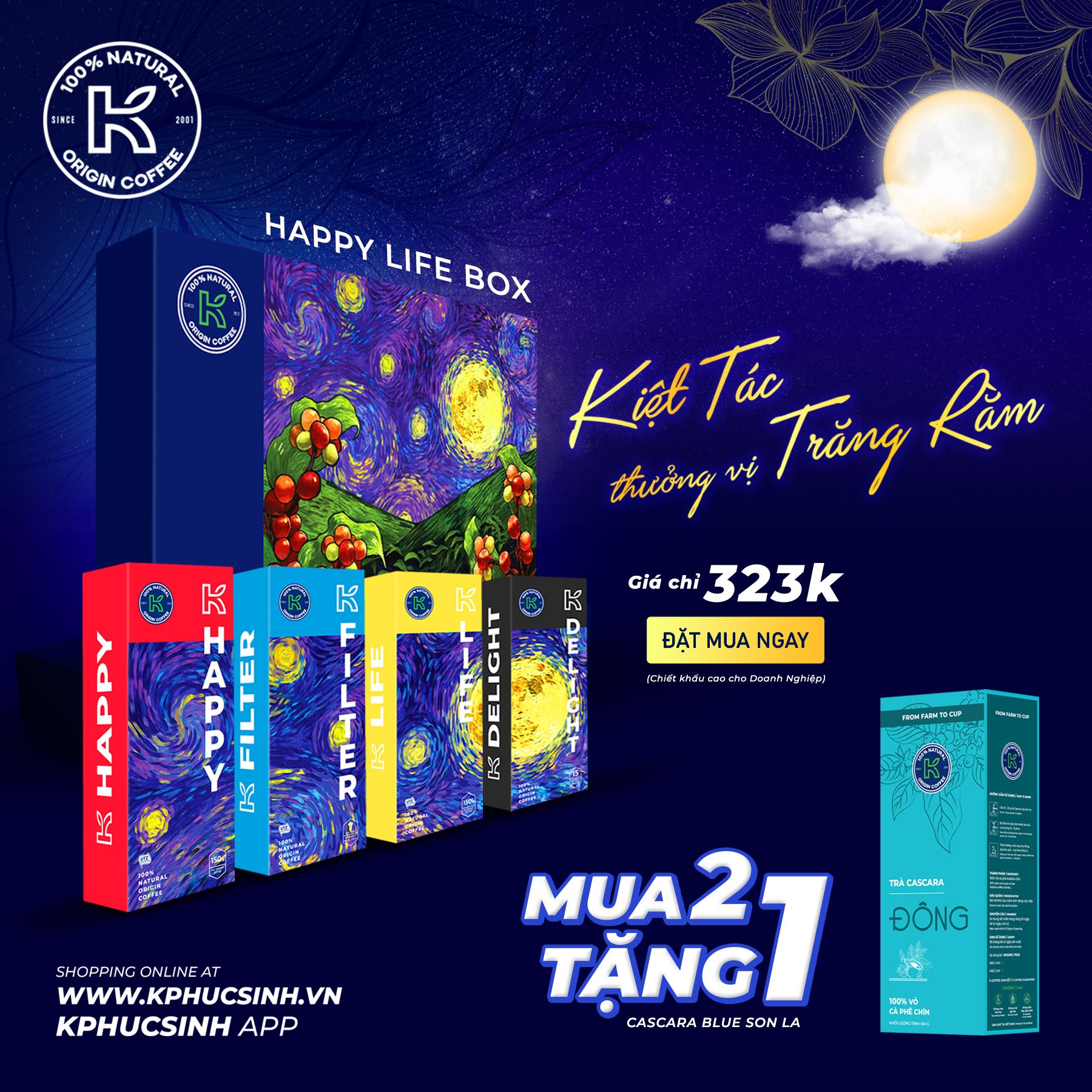 Hộp Hạnh Phúc " Happy Life Box" K COFFEE MÓN QUÀ BIẾU SẾP và ĐỐI TÁC mùa Trung Thu, ai nhận cũng THÍCH mà TÌNH CẢM đong đầy
